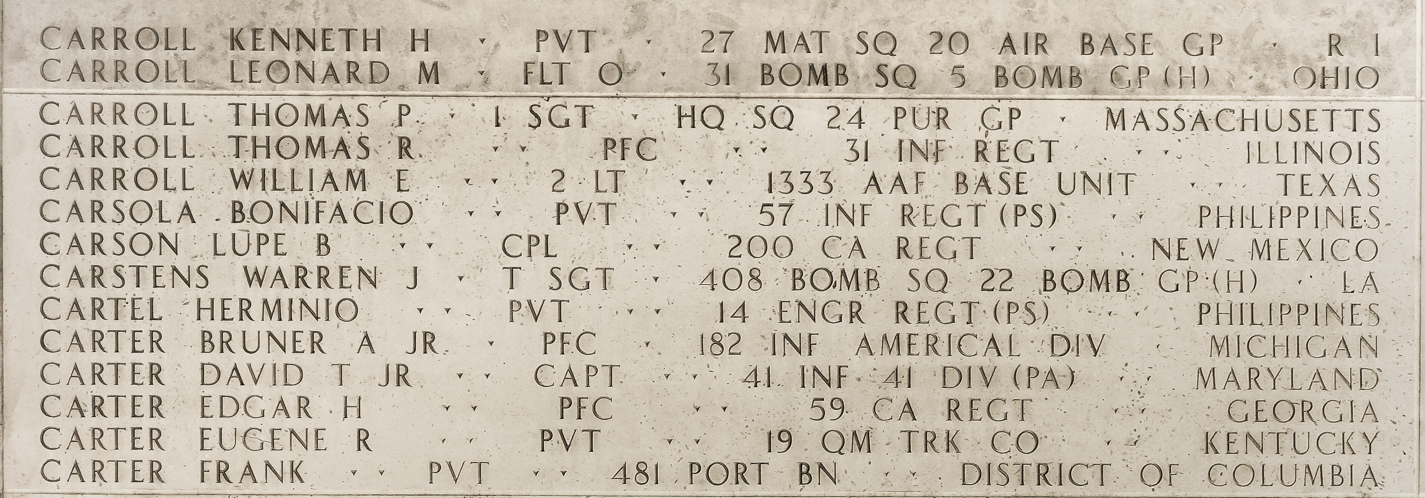 Warren J. Carstens, Technical Sergeant